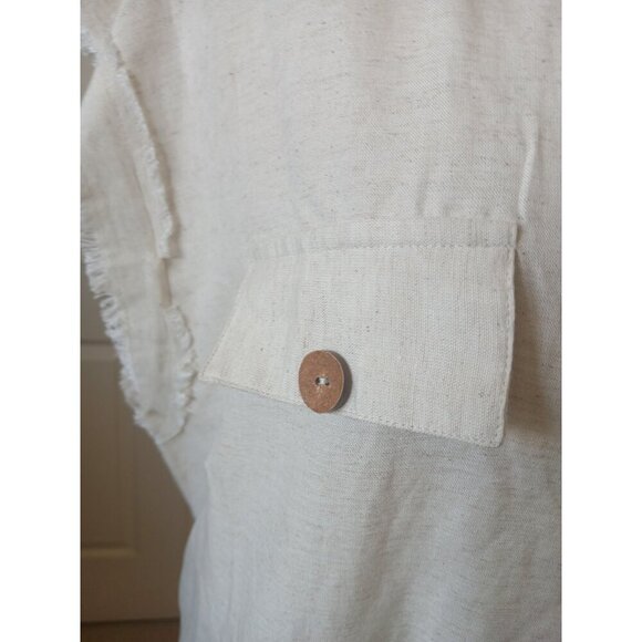 Mlle Gabrille Women's Button Front Shirt Dress Size 2X‎ Cream Belt Collared Boho - Picture 8 of 16
